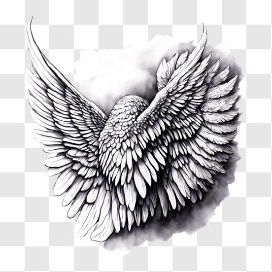 Schwarze und weiße Adlerflügel Tattoo Zeichnung PNG online