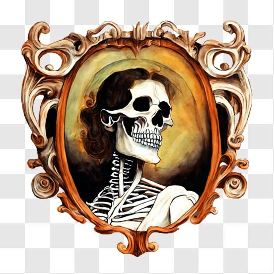 Vintage Artwork - Ornate Frame with Woman's Face and Skeleton Cartoons Vintage Artwork - Ornate Frame with Woman's Face and Skeleton Cartoons thumbnail