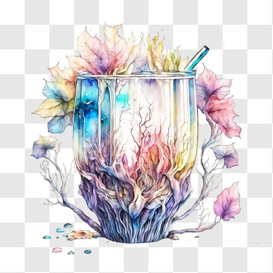 Télécharger Arrangement de fleurs colorées dans un verre PNG En Ligne - Creative  Fabrica