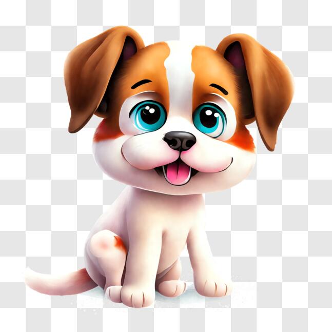 Download Playful and Happy Cartoon Dog Sitting with Wide Eyes PNG Online -  Creative Fabrica