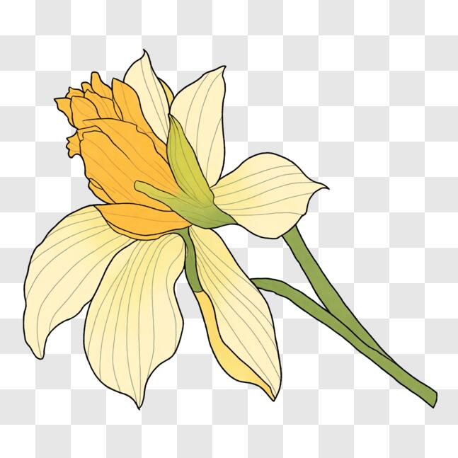 Download Beautiful Yellow and White Flower with Green Leaves PNG Online ...