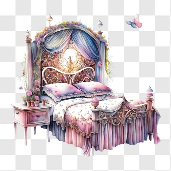 La camera da letto della ragazza è decorata in rosa con diversi