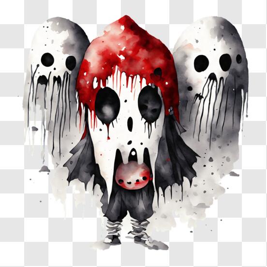 Download Scary Face with Red Hair and Bloody Eyes PNG Online - Creative  Fabrica