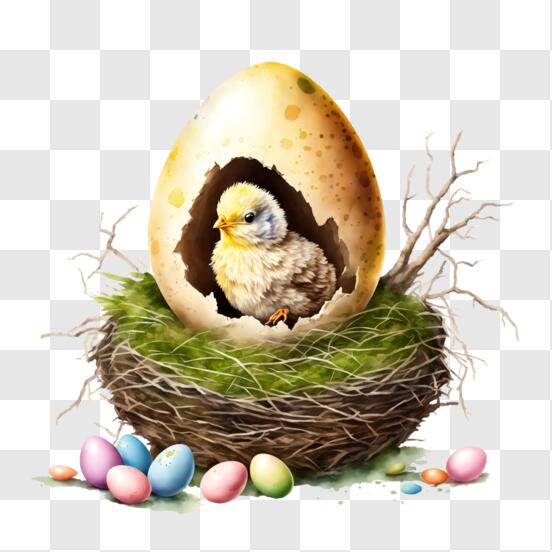 Download Broken Easter Egg with Scattered Eggs and Branches PNG Online -  Creative Fabrica
