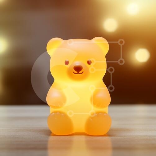 Carino Ornamento Luminoso Orso Teddy Giallo foto stock