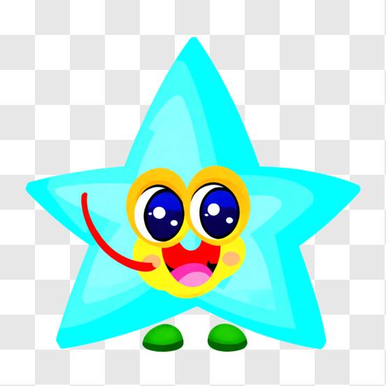 Baixe Estrela de desenho animado sorridente com olhos azuis PNG