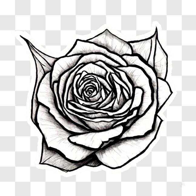 Download Black and White Rose Tattoo Design - Love Script PNG Online ...