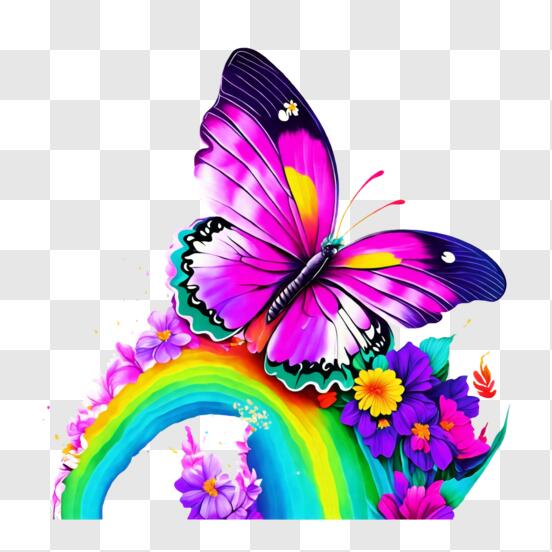 Vibrant Rainbow Butterfly PNG — drypdesigns
