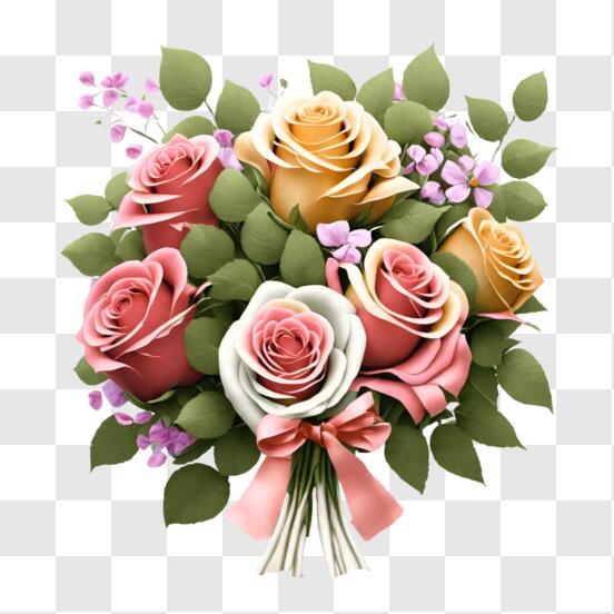 Scarica Bellissimo Bouquet di Rose in Vari Colori PNG Online - Creative  Fabrica