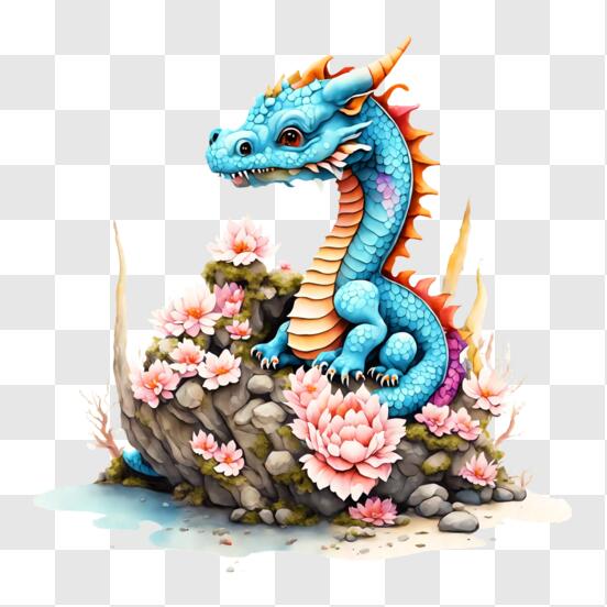 Télécharger Promouvez votre contenu numérique avec un dragon bleu et rose  PNG En Ligne - Creative Fabrica