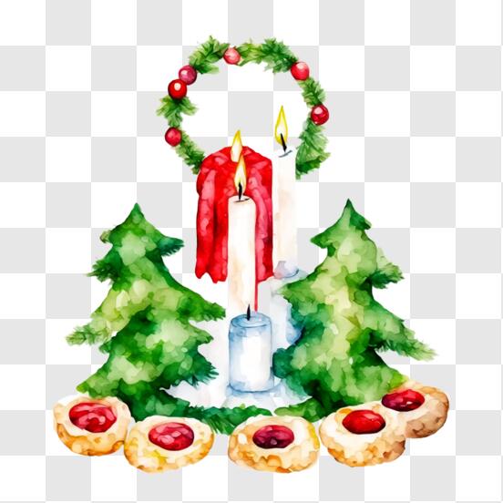 Scarica Decorazione festiva della tavola di Natale con candela e accenti  festivi PNG Online - Creative Fabrica