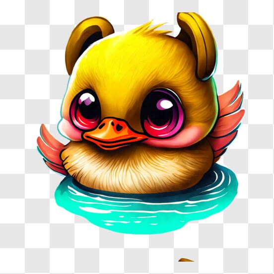 Download Cute Yellow Duck on Water PNG Online - Creative Fabrica