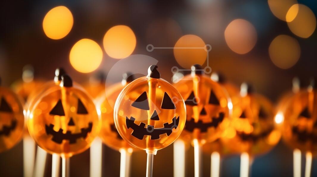 Colorful Halloween Pumpkin Lollipops stock photo | Creative Fabrica