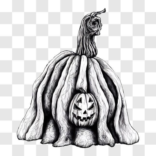 Scarica Disegno di zucca in bianco e nero per decorazioni di Halloween PNG  Online - Creative Fabrica