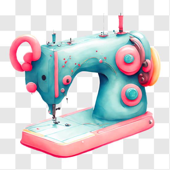 Download Blue and Pink Sewing Machine PNG Online - Creative Fabrica