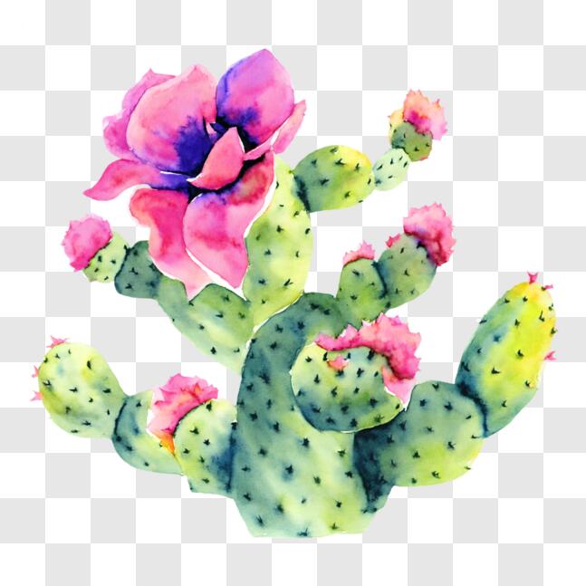 Download Beautiful Pink Flowering Cactus Plant PNG Online - Creative ...