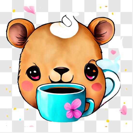 Scarica Adorabile Orso Cartone Animato che Gusta una Tazza di Caffè PNG  Online - Creative Fabrica