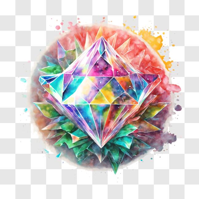 Download Abstract Painting of a Colorful Diamond with Watercolor ...