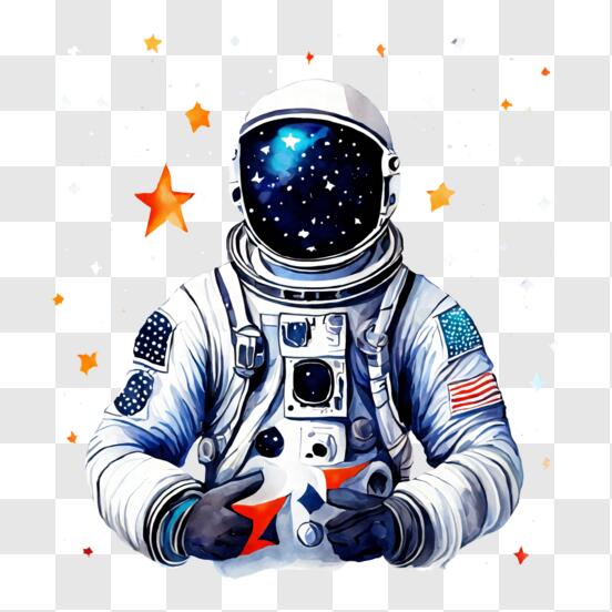 astronaute dessiné à la main en combinaison spatiale dans l'espace