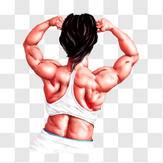 Premium PSD  Female athlete back muscle flex isolated on transparent  background
