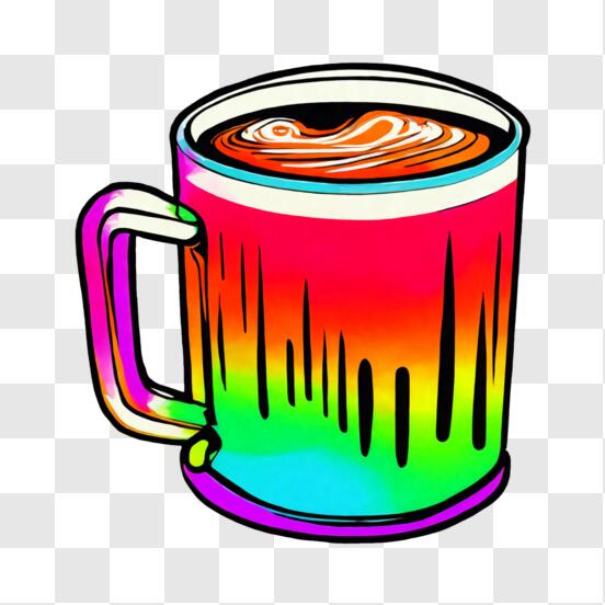 Télécharger Publicité pour tasse à café colorée PNG En Ligne