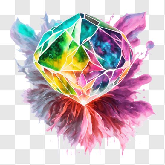 Download Colorful Crystal Formation Art Print PNG Online - Creative Fabrica