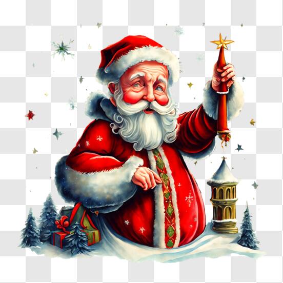Download Santa Claus Celebrating Christmas in the Clouds PNG Online -  Creative Fabrica