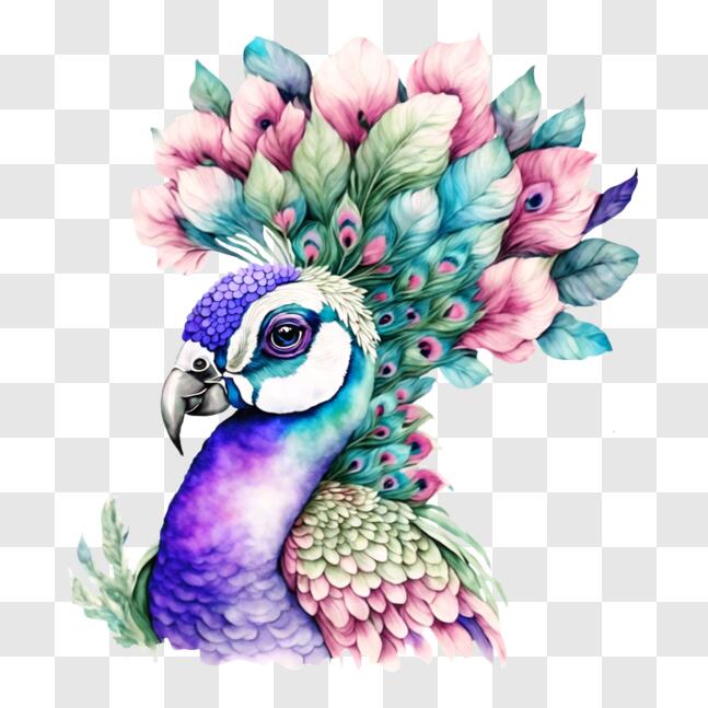 Scarica Ornamento colorato di pavone per la decorazione di casa o ufficio  PNG Online - Creative Fabrica