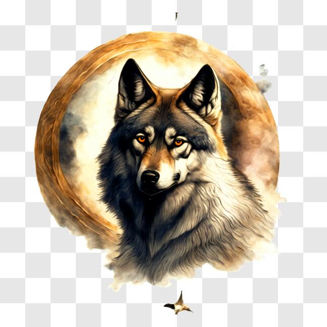 Download Wolf and Full Moon Artwork PNG Online - Creative Fabrica