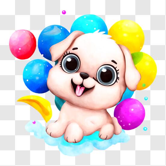 Cute Cartoon Children Playing With Balloons PNG Images