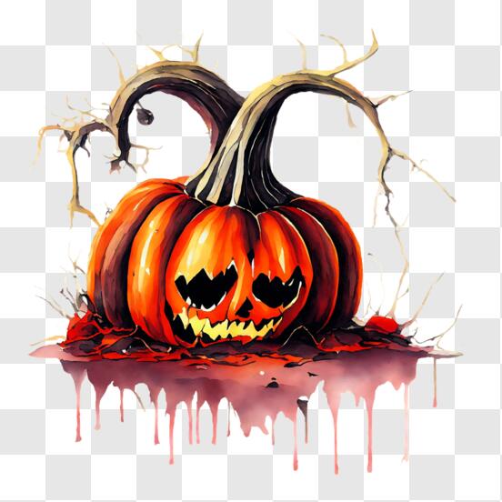 Baixe Decoração de Abóbora de Halloween Assustadora PNG - Creative Fabrica