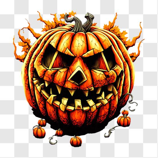 Scary face of Halloween pumpkin or ghost hand drawn on transparent  background PNG - Similar PNG