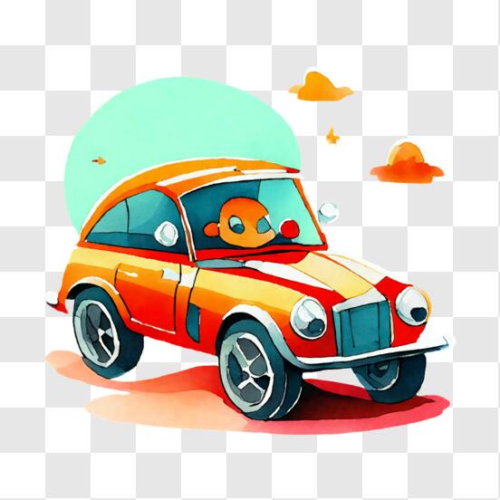 Download Cartoon character enjoying a scenic ride on an old-fashioned car  PNG Online - Creative Fabrica