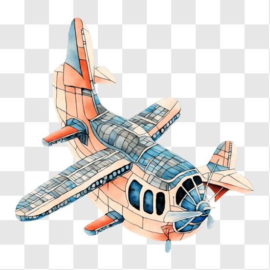 Baixe Desenho Colorido de Avião Voador PNG - Creative Fabrica