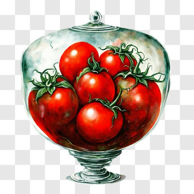 Extractie belasting Beneden afronden Download Artistiek Stilleven van Rode Tomaten in Glazen Kom PNG online op  Creative Fabrica