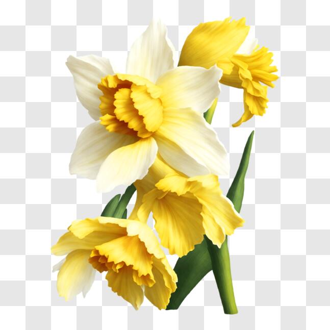 Download Spring Blooming Daffodils on a Black Background PNG Online ...