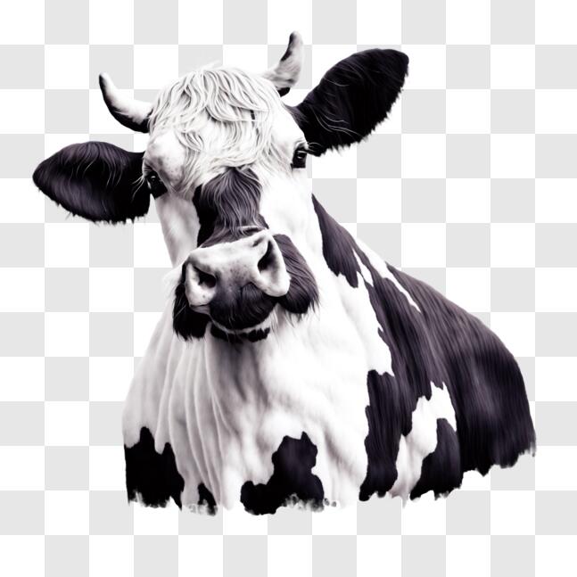 Download Black and White Cow Looking at the Camera PNG Online ...