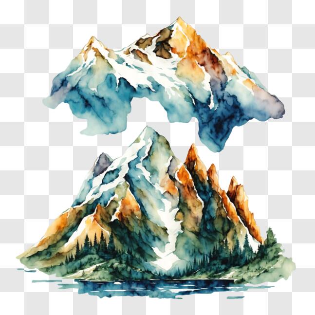Download Mountain Watercolor Painting PNG Online - Creative Fabrica