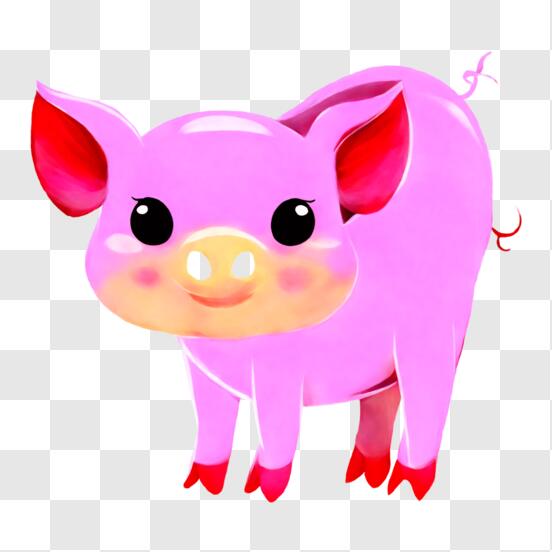 desenho de porco kawaii vestindo roupas com imagem de emoji