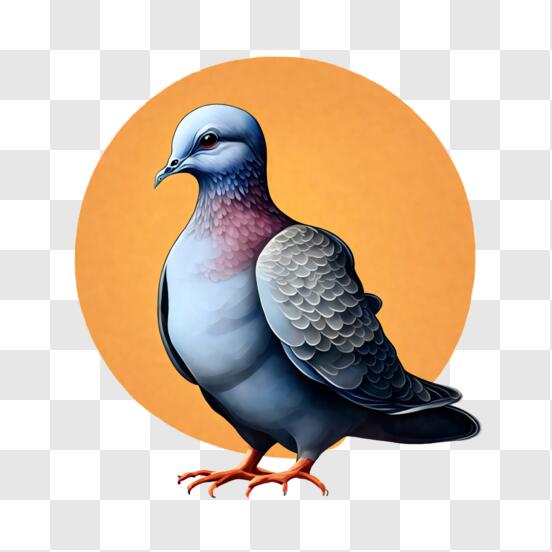 Colombe bleue de pigeon sur la peinture à lhuile de perche