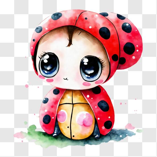 Scarica Coccinella adorabile in costume di tartaruga rosso e nero PNG  Online - Creative Fabrica