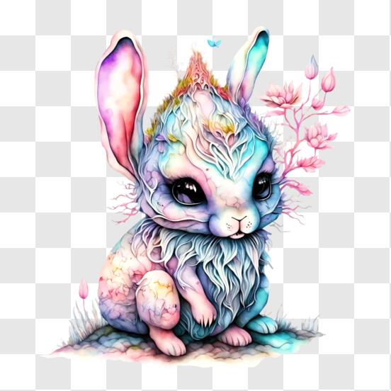 Scarica Illustrazione di coniglio colorato con fiori PNG Online - Creative  Fabrica
