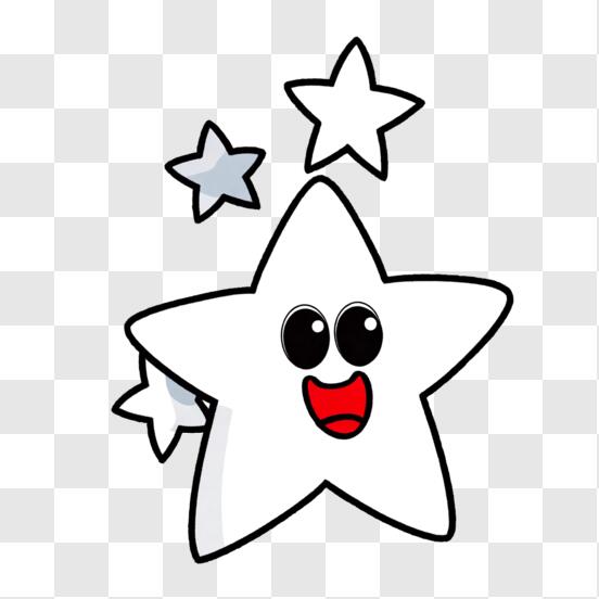 Schwebender weißer Stern mit lächelndem Gesicht PNG online herunterladen – Creative  Fabrica