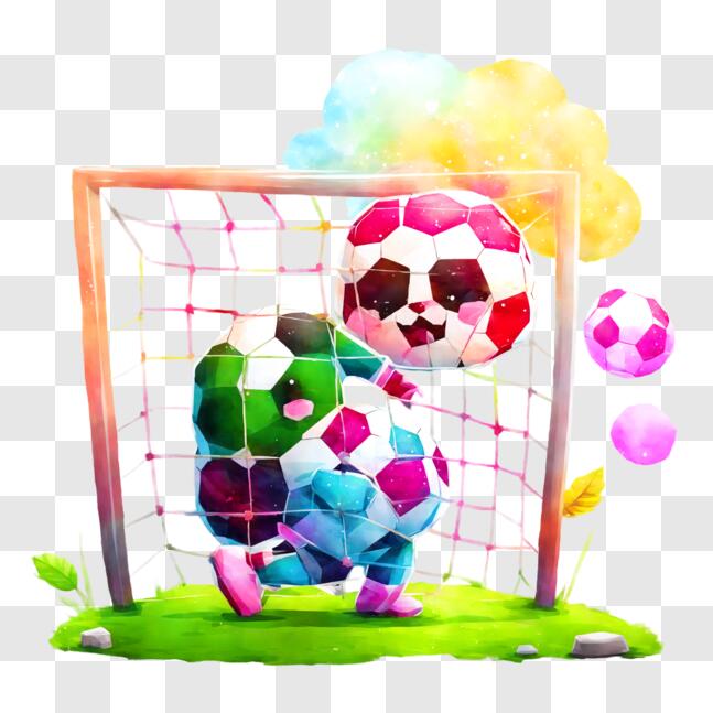 Personagem de desenho animado jovem segurando uma bola de futebol