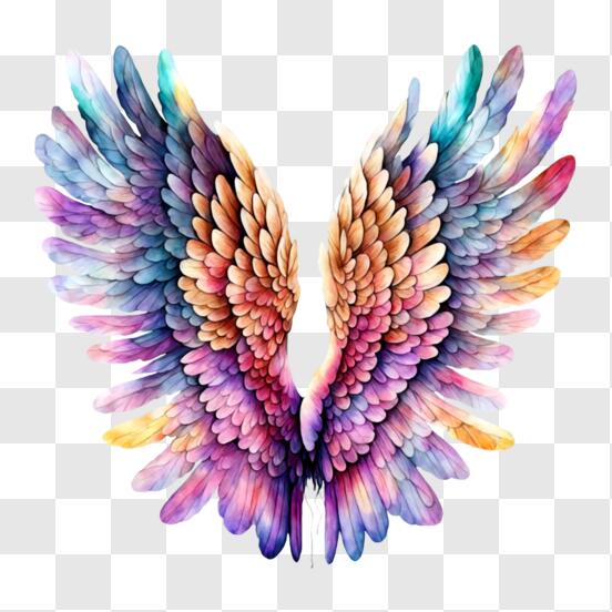 Colorful Angel Wings with Gold Glitter · Creative Fabrica