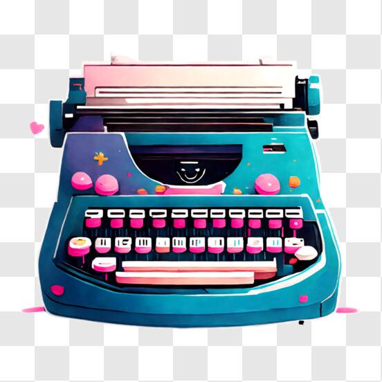 Descarga Imagen llamativa de una máquina de escribir vintage con diseño  colorido PNG En Línea - Creative Fabrica