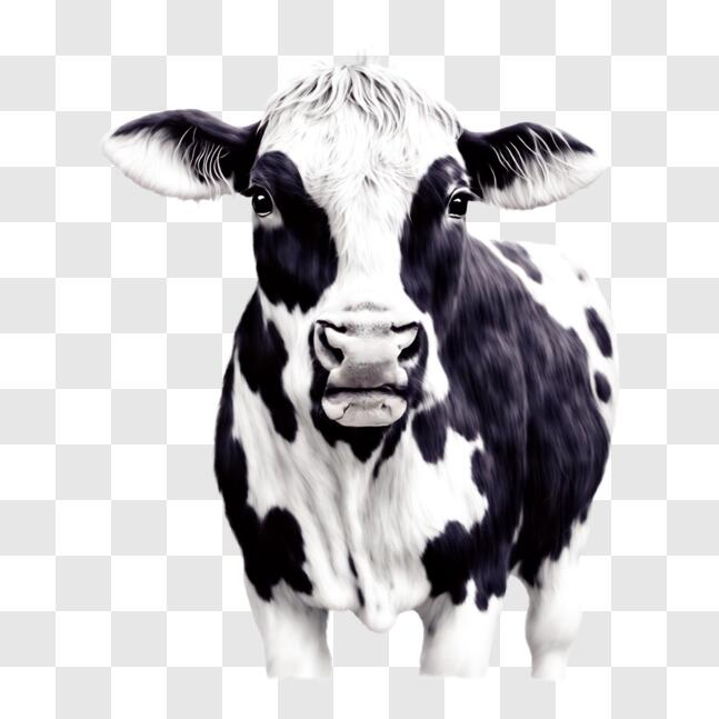 Download Curious Black and White Cow PNG Online - Creative Fabrica