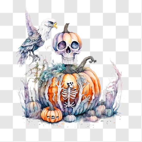 Design PNG E SVG De Crânio De Halloween Assustador Para Camisetas