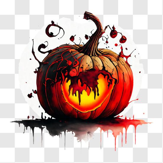 Scarica Zucca di Halloween spaventosa con sangue che cola PNG Online - Creative  Fabrica