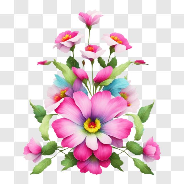 Download Floral Arrangement with Pink, Blue, and Green Flowers PNGs ...